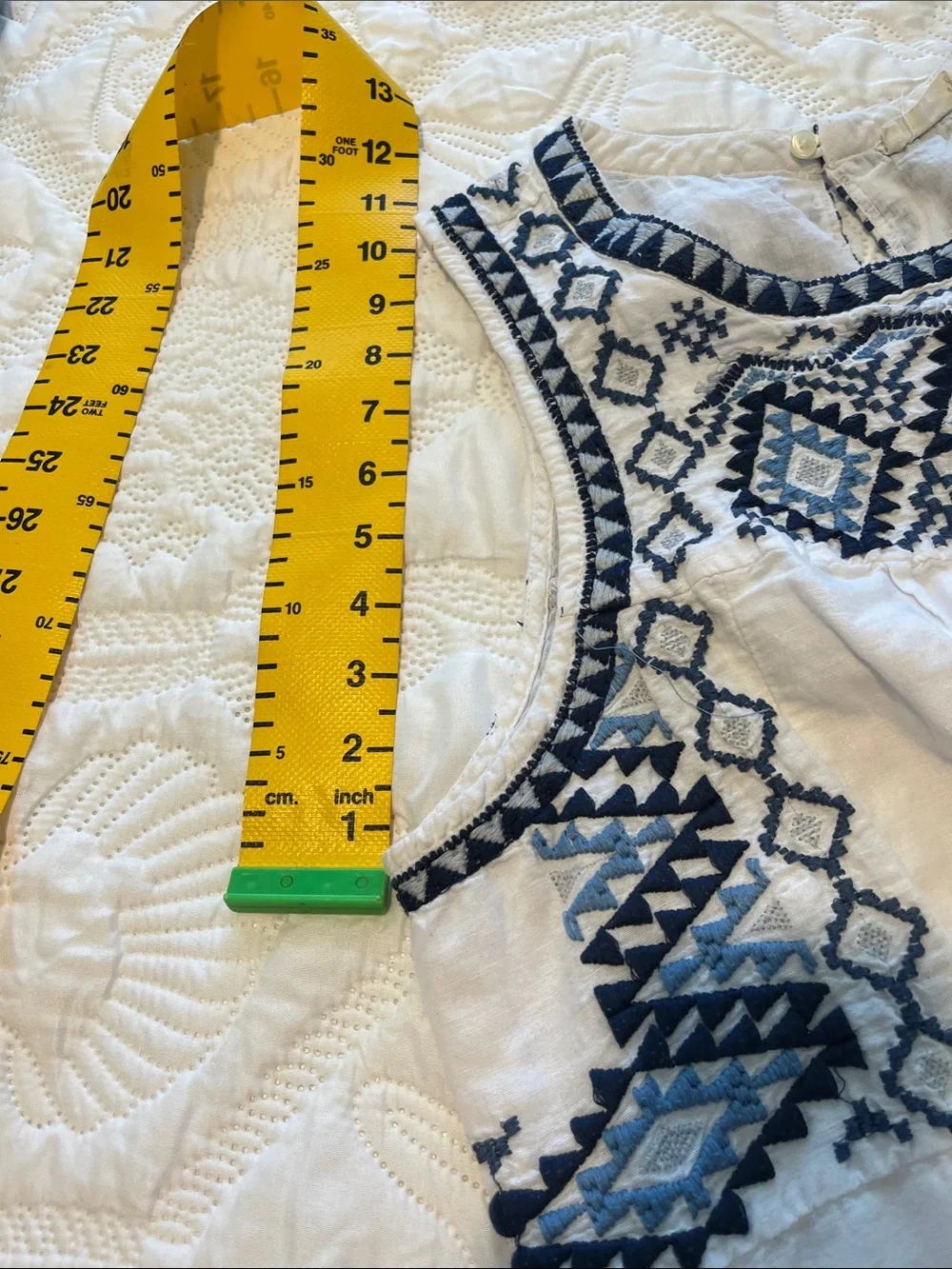 Lucky Brand White Sleeveless Embroidered Tunic with Blue Accents - Picture 6 of 15